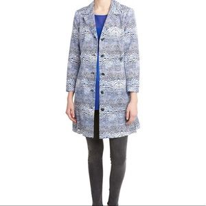 Trina Turk Lee Blueprint Striped Car Coat Size 4